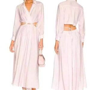 Women's Long Sleeve Cutout Maxi Dress in Light Pink